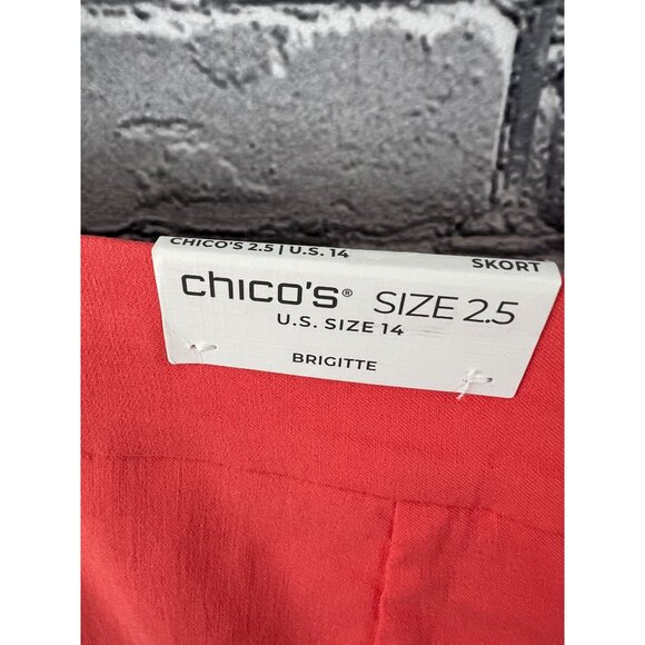 NWT Chico's Size 2.5 US 14  So Slimming Brigitte Coral Eyelet Scalloped Twill Sk - Picture 3 of 9